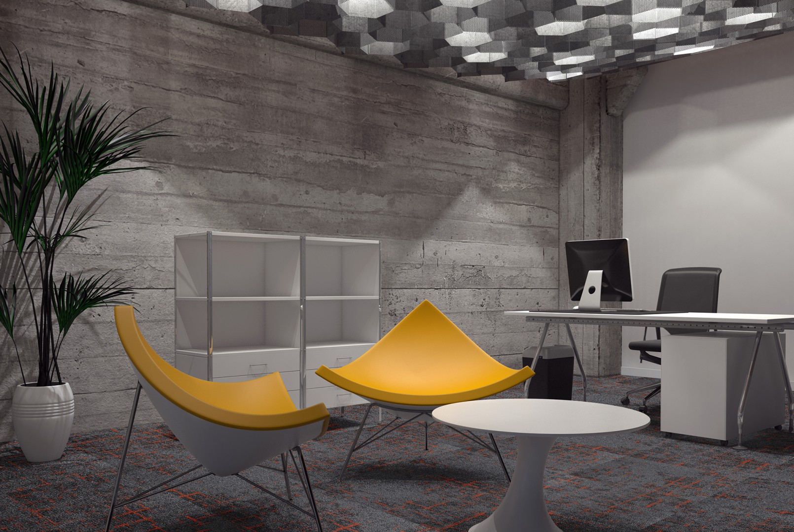 Ковровая плитка Associated Weavers Macro Tile цвет 91 Sunset 500×500×6 фото в интерьере